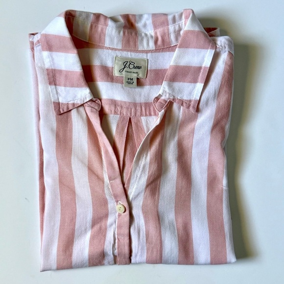 J.Crew Striped Cotton Boxy Button-Down Shirt Pink White MP - Picture 4 of 9